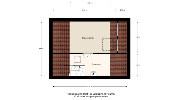 Plattegrond - Valkenlaan 81, 2623 HN Delft - 2e Verdieping.jpg